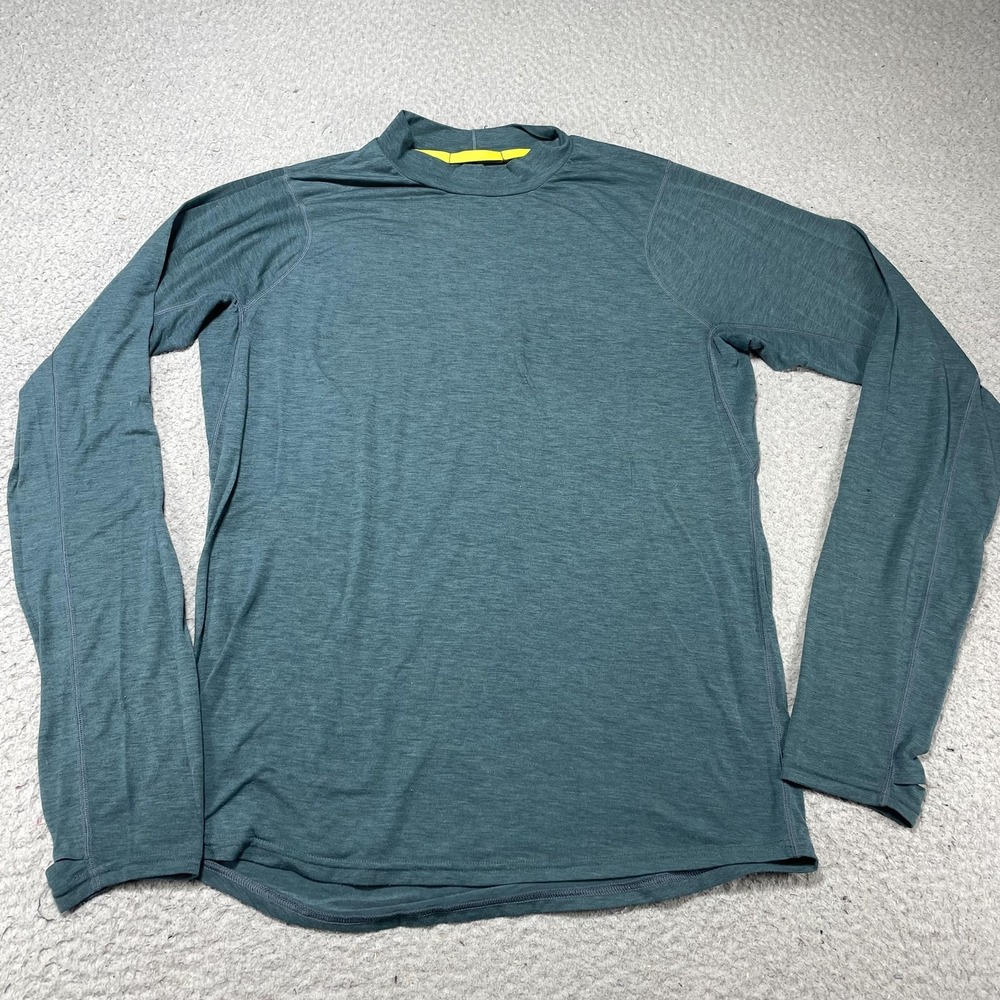 Janji Shirt Mens Large Green Long Sleeve Mock Neck Running Lightweight Athletic